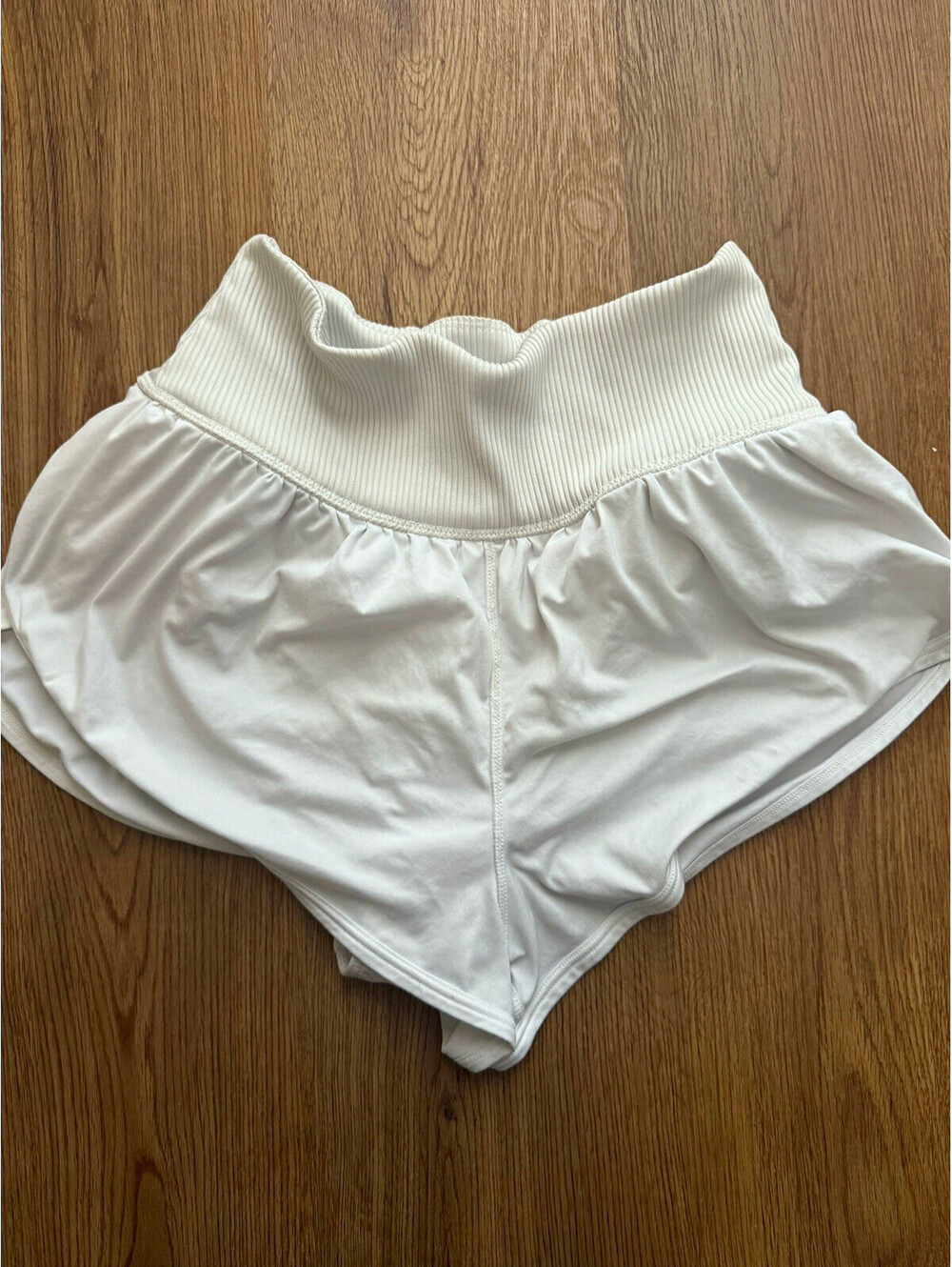 FP Movement Free People Game Time Shorts Women’s White Ivory Ribbed Waist